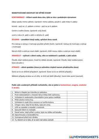 Nemotivované odchylky od větné stavby