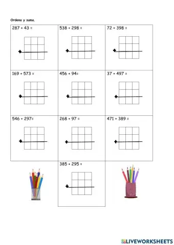 Sumas con reagrupación hasta la centena