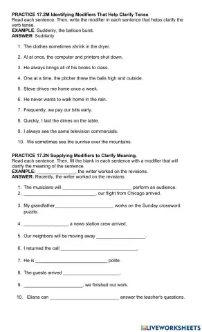 Modifiers That Help Clarify Tense