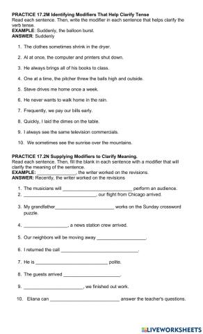 Modifiers That Help Clarify Tense