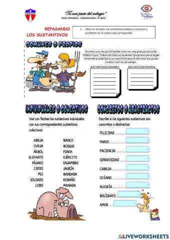 Ficha de clases de sustantivos