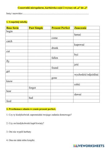 Irregular verbs part 2