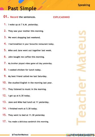 PAST SIMPLE - POSITIVE FORM - Speaking