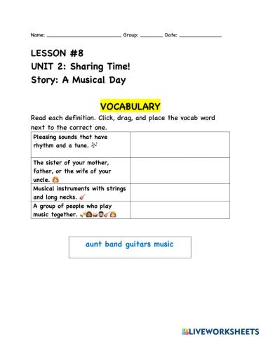 Journeys vocabulary lesson 8