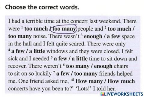 A few, a little, many, much