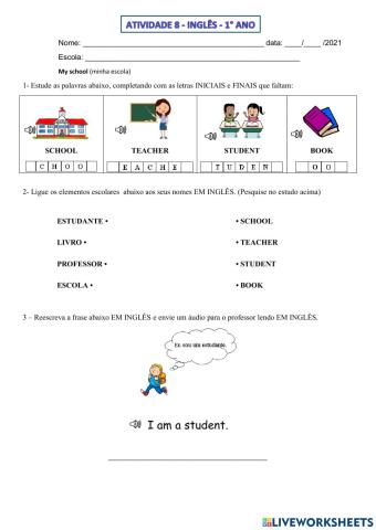 1° ano - INGLÊS - SEMANA 8