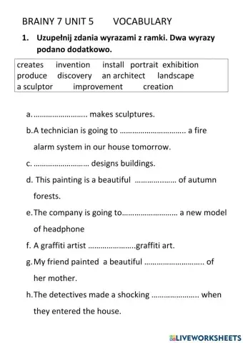 Brainy 7 unit 5 vocabulary