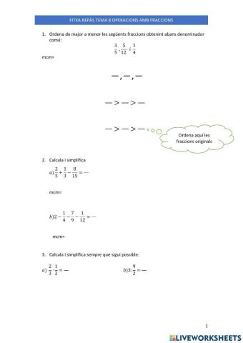 Operacions amb fraccions i problemes