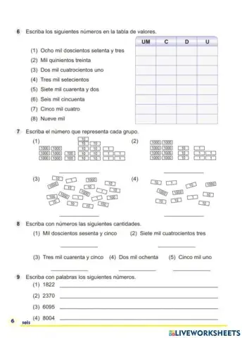 Leamos y escribamos números hasta 9999