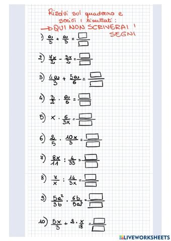 Calcolo letterale con coeff frazionari