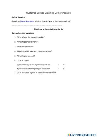 Customer Service listening comp. - Spear - Jackson