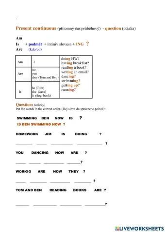 Present continuous - questions