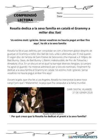 Comprensió lectora Rosalía