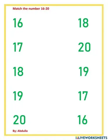 Match number 16-20