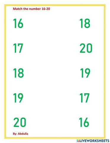 Match number 16-20