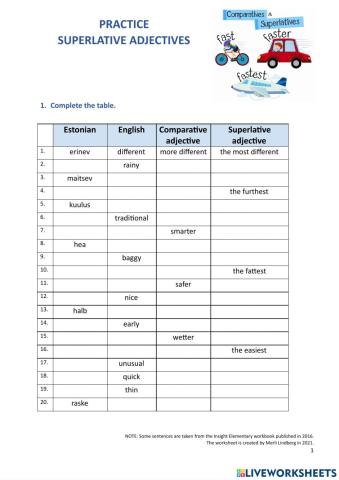 Practice superlative adjectives