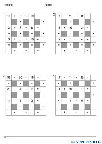 Operaciones combinadas. Sumas y restas