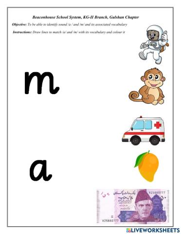 Letter m and a