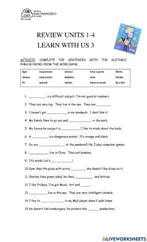 Vocabulary Review: Fill in the blanks.