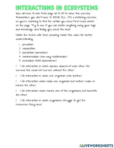 Interactions in Ecosystems