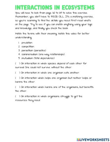 Interactions in Ecosystems