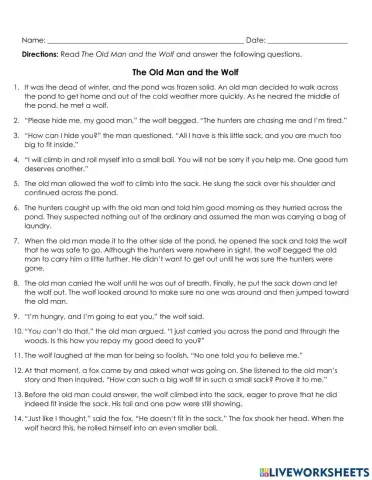 -The Old Man and the Wolf- Fiction Passage