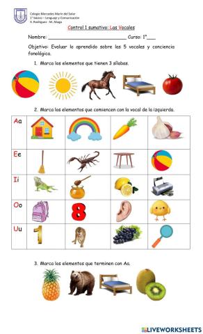 Control 1: Las Vocales