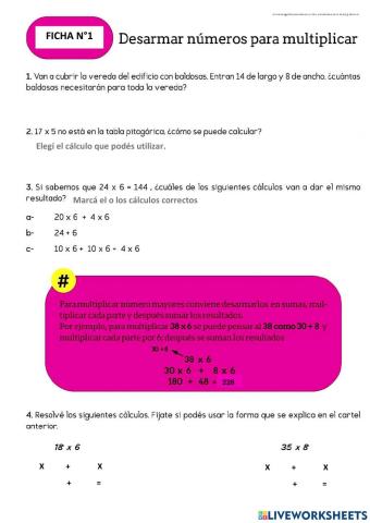 Desarmar números para multiplicar