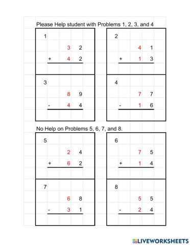 Addition and Subtraction No Regroup May 12