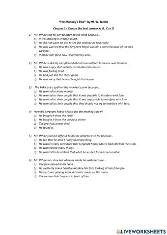 Monkey-s paw chapter 1