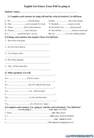 The future tense will - going to