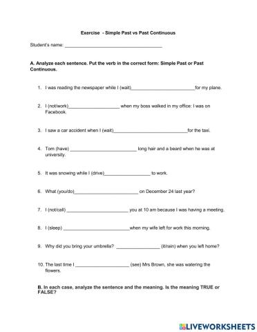 Past Simple vs Past Continuous