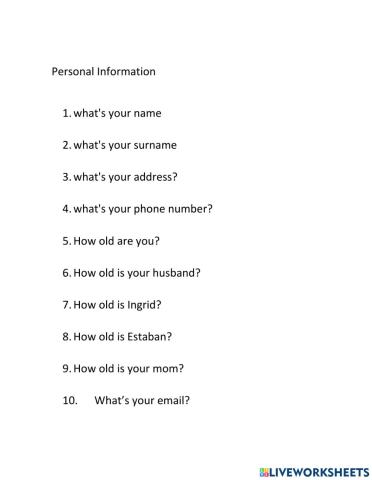 Personal information