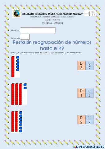 Restas sin reagrupación hasta el 49