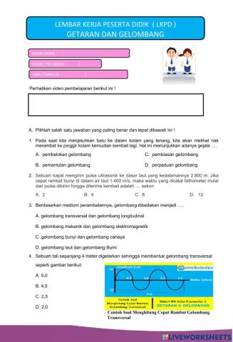 LKPD GETARAN,GELOMBANG danBBUNYI