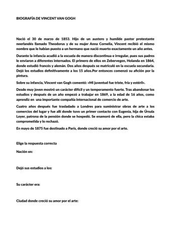 Biografia Vincent van Gogh