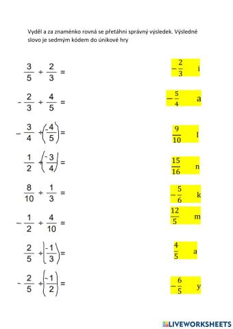 Dělení racionálních čísel