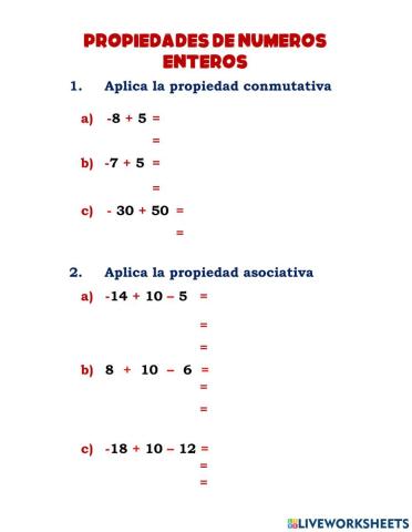 Propiedad de los numeros enteros