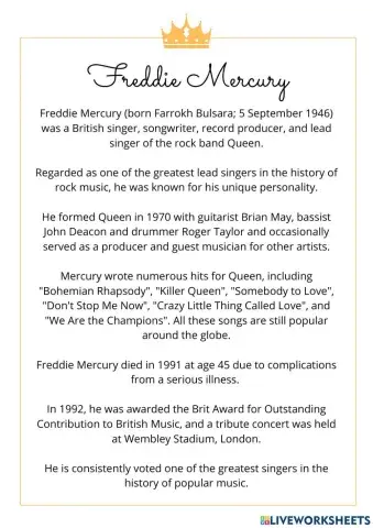 Freddie Mercury and Bohemian Rhapsody (Past)