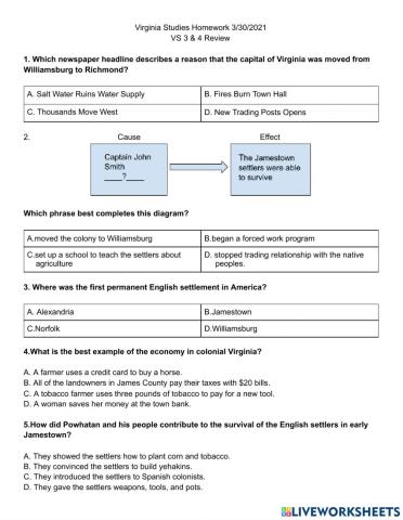 Virginia Studies Homework 3-30-2021