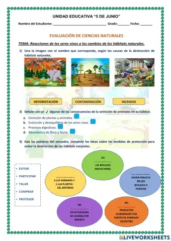 Reacciones de los seres vivos a los cambios de los hábitats naturales