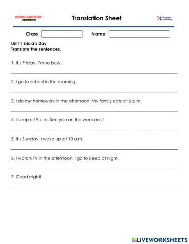 Writing Framework 2 Unit 1