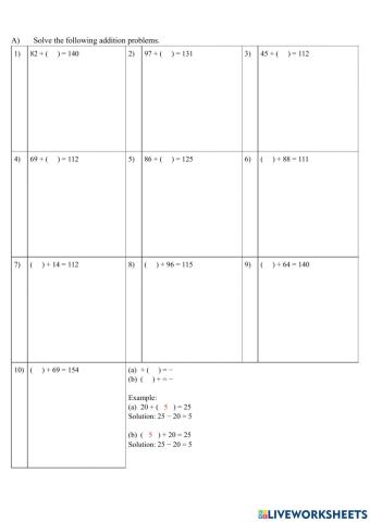 Addition with unknown 1