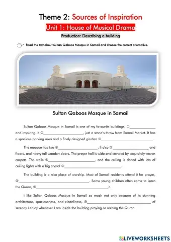 Grade 11B - Theme 2 - Unit 1 - Production: Describing a building