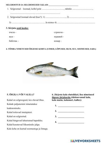 Kalad ja selgrootud loomad