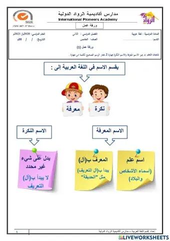 ورقة عمل دعم أكاديمي 1