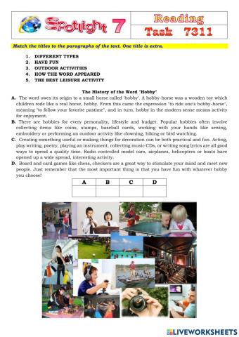 Spotlight 7 Task 7311