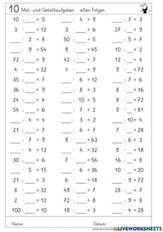 Fișă de lucru la matematică