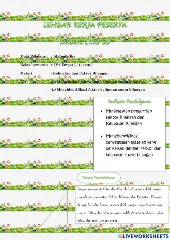 Latihan Soal Kelipatan dan Faktor Bilangan