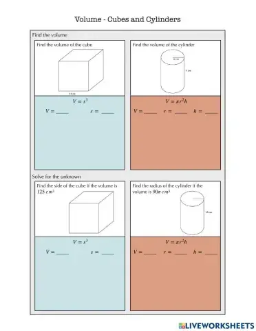 Volume - Cube and Cylinders Notes